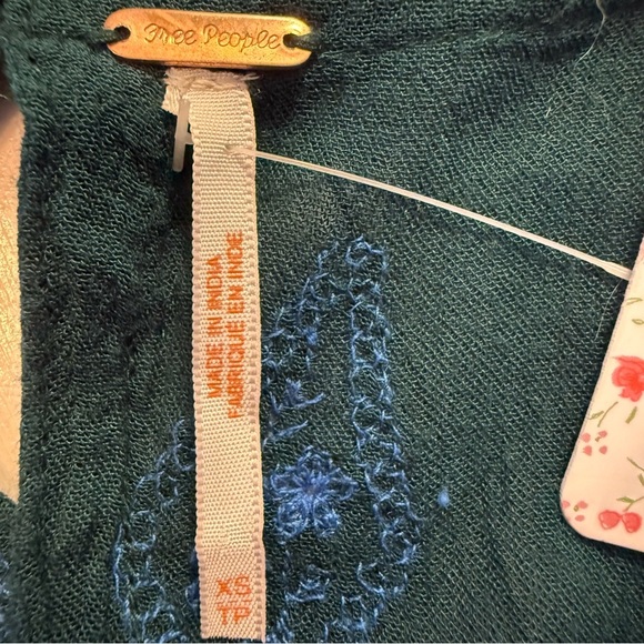 Free People | Diamond Teal and Blue Embroidered Tunic | Sz XS - Picture 9 of 11